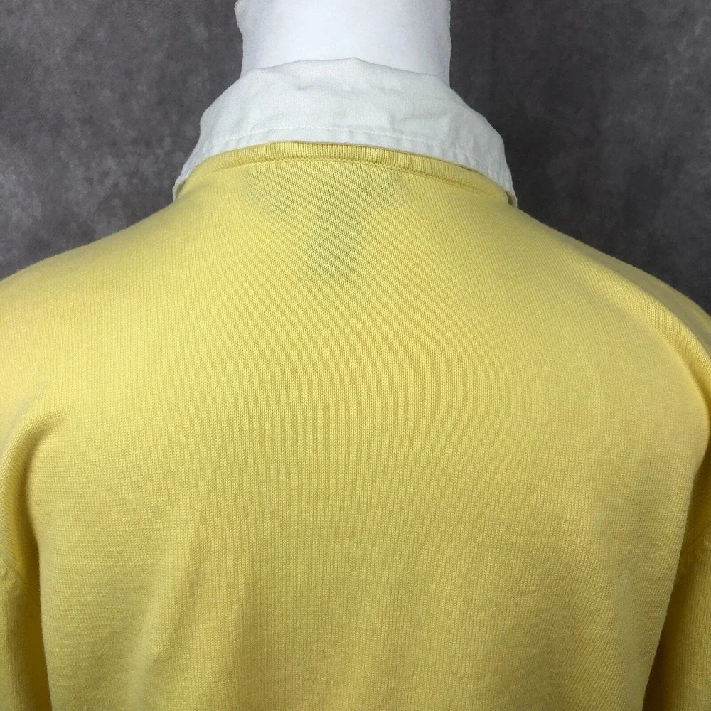 Lauren Ralph Lauren‎ Sweater Womens Large Cotton Linen Yellow White Pullover